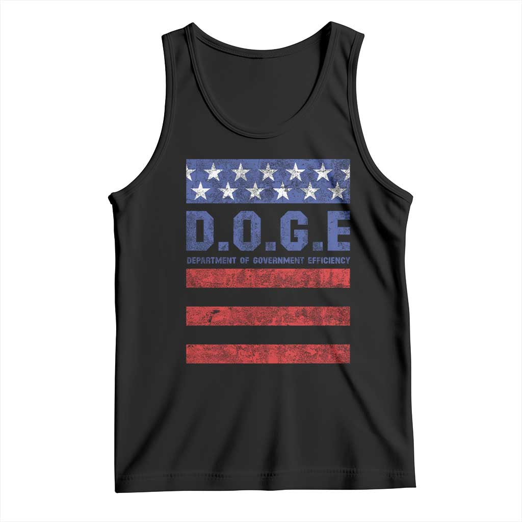 Trump Musk DOGE Tank Top Department Of Government Efficiency Vintage American Flag Stripes TS11 Black Print Your Wear