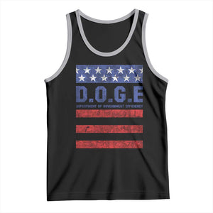 Trump Musk DOGE Tank Top Department Of Government Efficiency Vintage American Flag Stripes TS11 Black Athletic Heather Print Your Wear