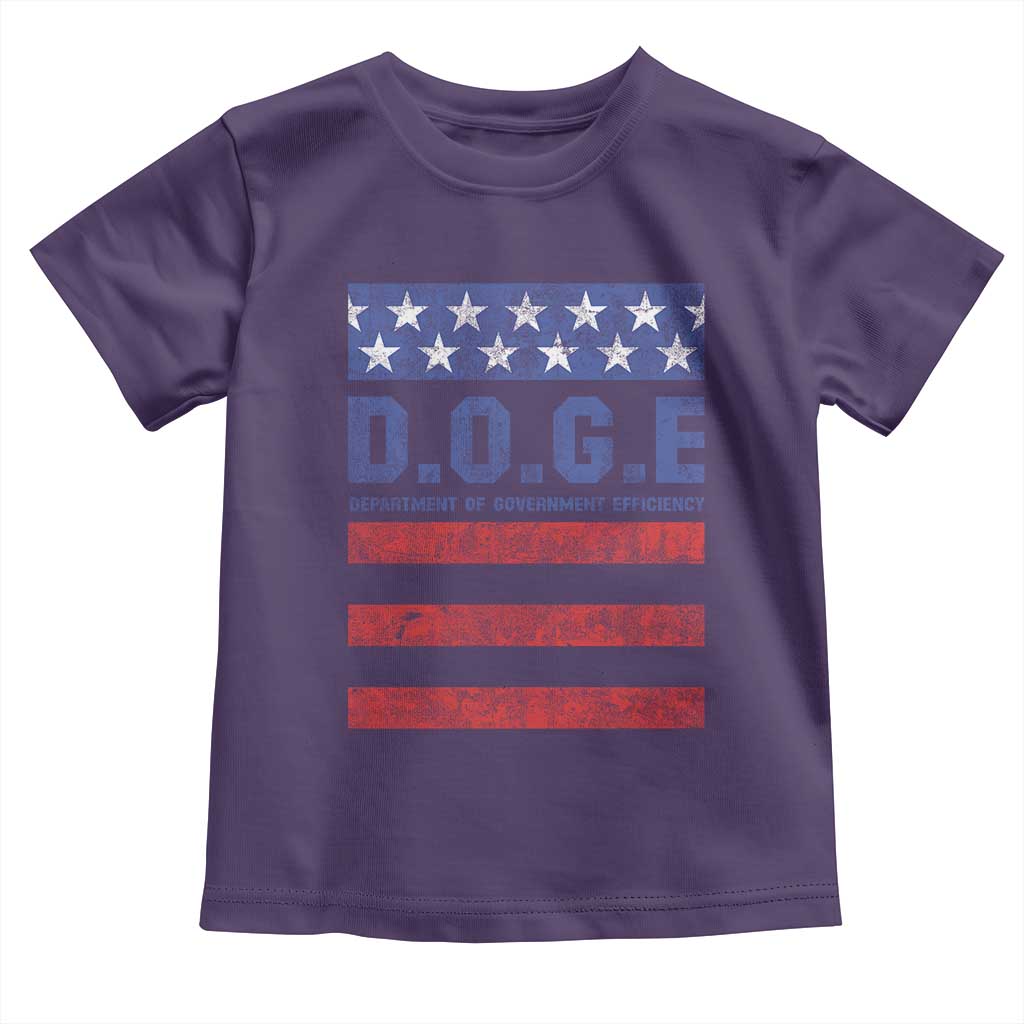 Trump Musk DOGE Toddler T Shirt Department Of Government Efficiency Vintage American Flag Stripes TS11 Purple Print Your Wear