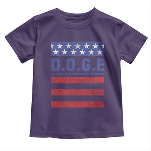 Trump Musk DOGE Toddler T Shirt Department Of Government Efficiency Vintage American Flag Stripes TS11 Purple Print Your Wear