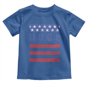 Trump Musk DOGE Toddler T Shirt Department Of Government Efficiency Vintage American Flag Stripes TS11 Royal Blue Print Your Wear