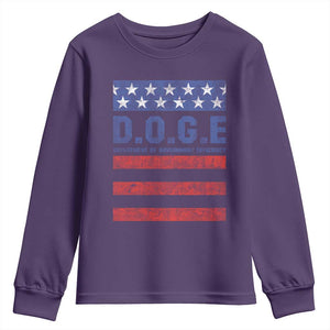 Trump Musk DOGE Youth Sweatshirt Department Of Government Efficiency Vintage American Flag Stripes TS11 Purple Print Your Wear