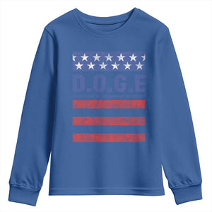 Trump Musk DOGE Youth Sweatshirt Department Of Government Efficiency Vintage American Flag Stripes TS11 Royal Blue Print Your Wear