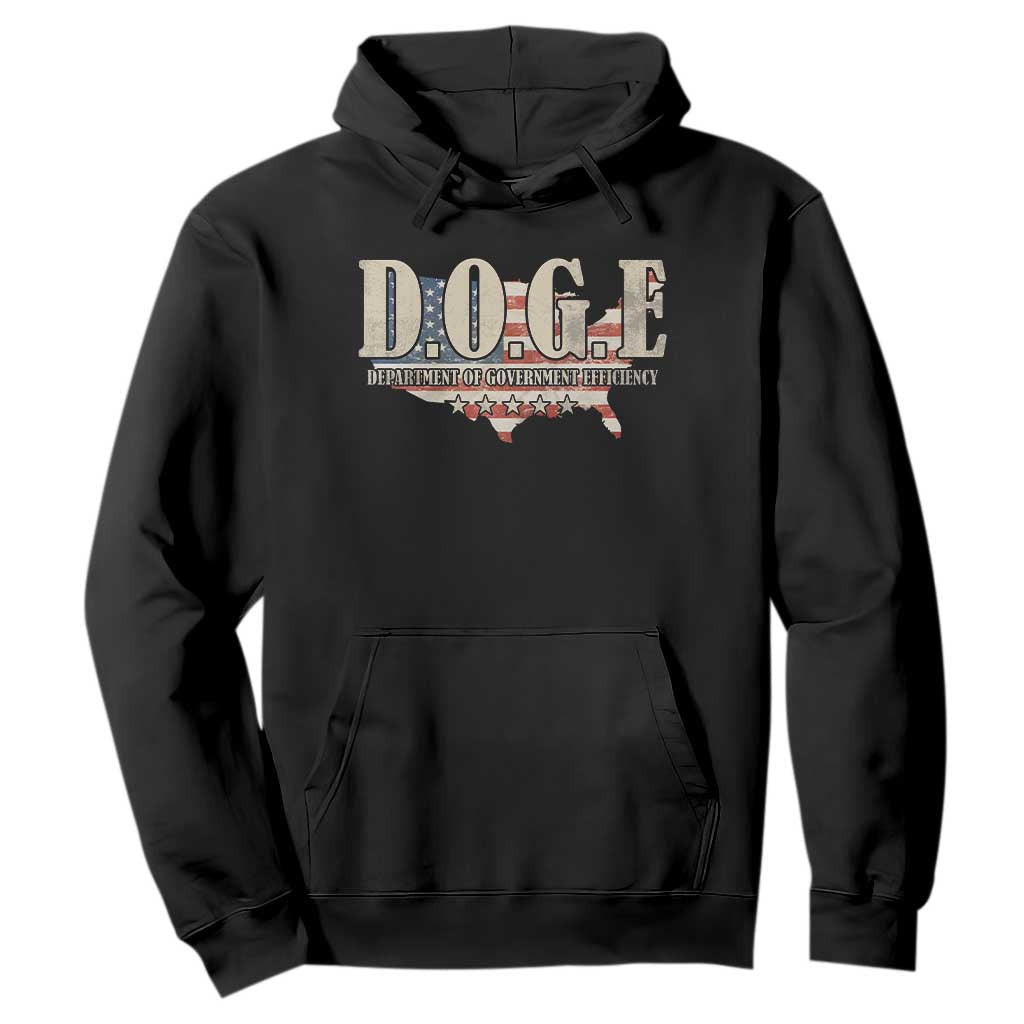 Trump Musk DOGE Hoodie Department Of Government Efficiency Vintage American USA Flag TS11 Black Print Your Wear