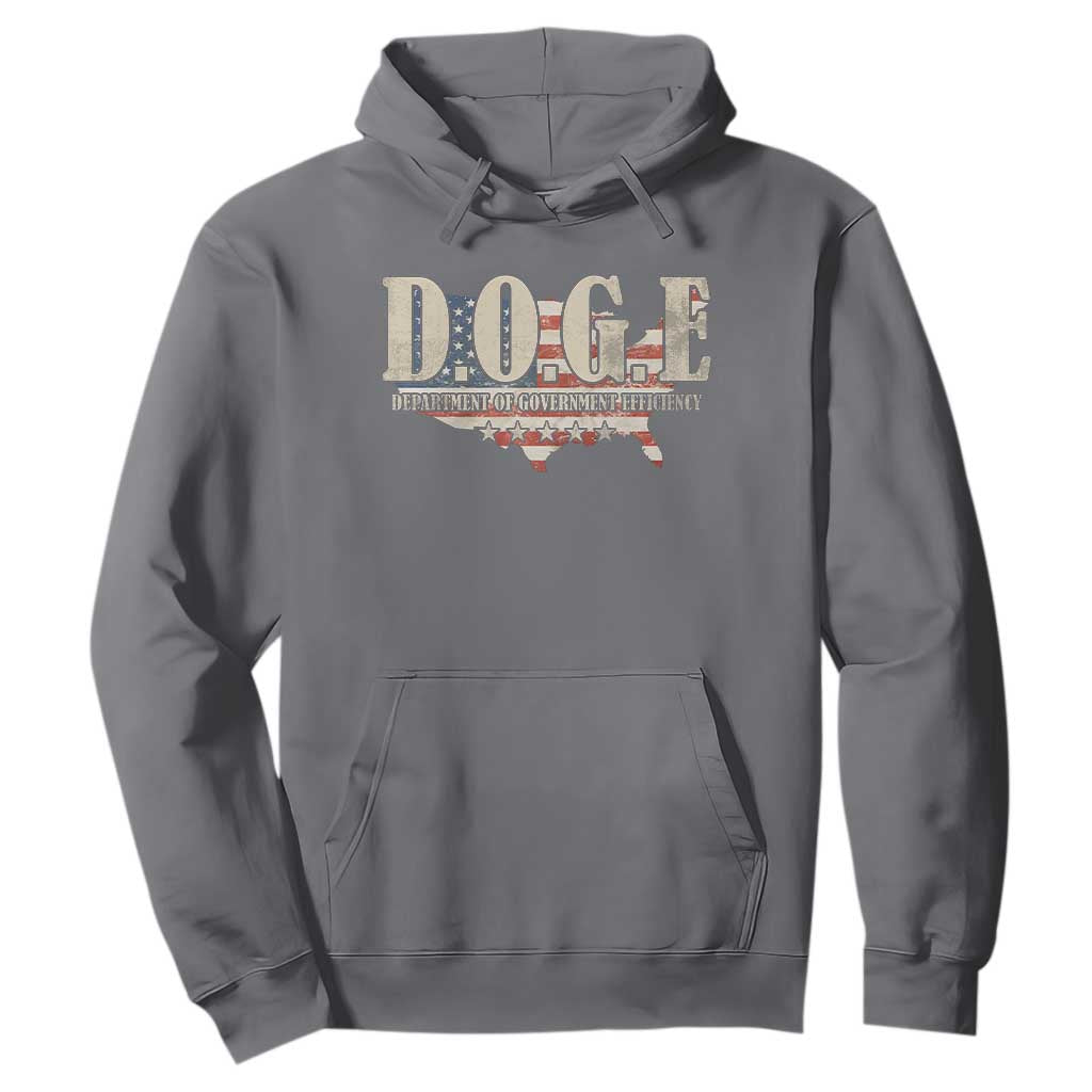 Trump Musk DOGE Hoodie Department Of Government Efficiency Vintage American USA Flag TS11 Charcoal Print Your Wear