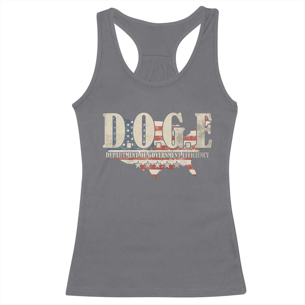 Trump Musk DOGE Racerback Tank Top Department Of Government Efficiency Vintage American USA Flag TS11 Charcoal Print Your Wear