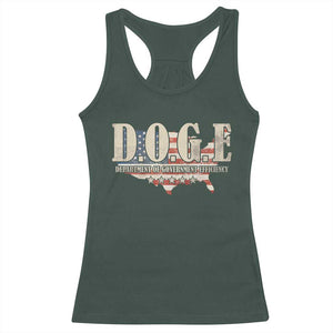 Trump Musk DOGE Racerback Tank Top Department Of Government Efficiency Vintage American USA Flag TS11 Dark Forest Green Print Your Wear