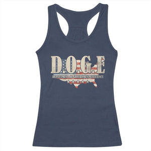 Trump Musk DOGE Racerback Tank Top Department Of Government Efficiency Vintage American USA Flag TS11 Navy Print Your Wear