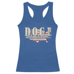 Trump Musk DOGE Racerback Tank Top Department Of Government Efficiency Vintage American USA Flag TS11 Royal Blue Print Your Wear
