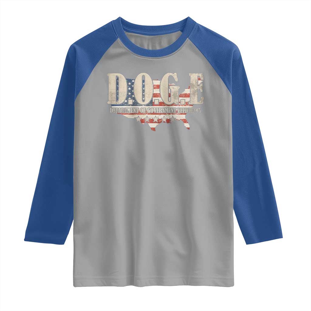 Trump Musk DOGE Raglan Shirt Department Of Government Efficiency Vintage American USA Flag TS11 Sport Gray Royal Print Your Wear