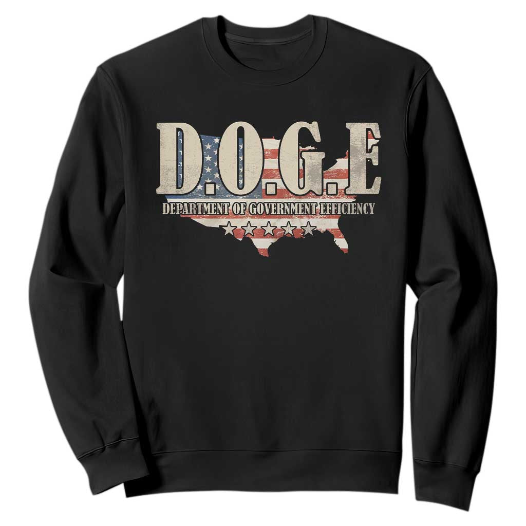 Trump Musk DOGE Sweatshirt Department Of Government Efficiency Vintage American USA Flag TS11 Black Print Your Wear