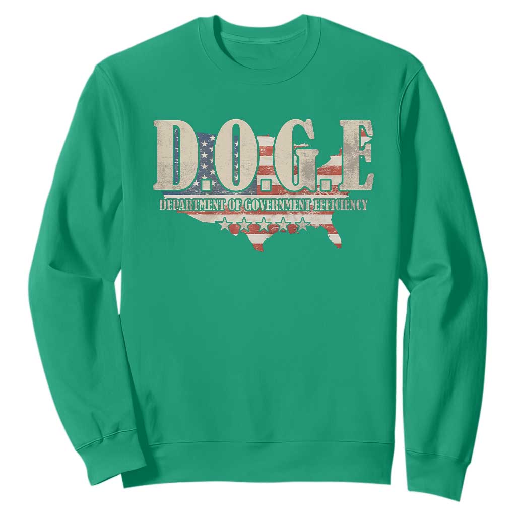 Trump Musk DOGE Sweatshirt Department Of Government Efficiency Vintage American USA Flag TS11 Irish Green Print Your Wear