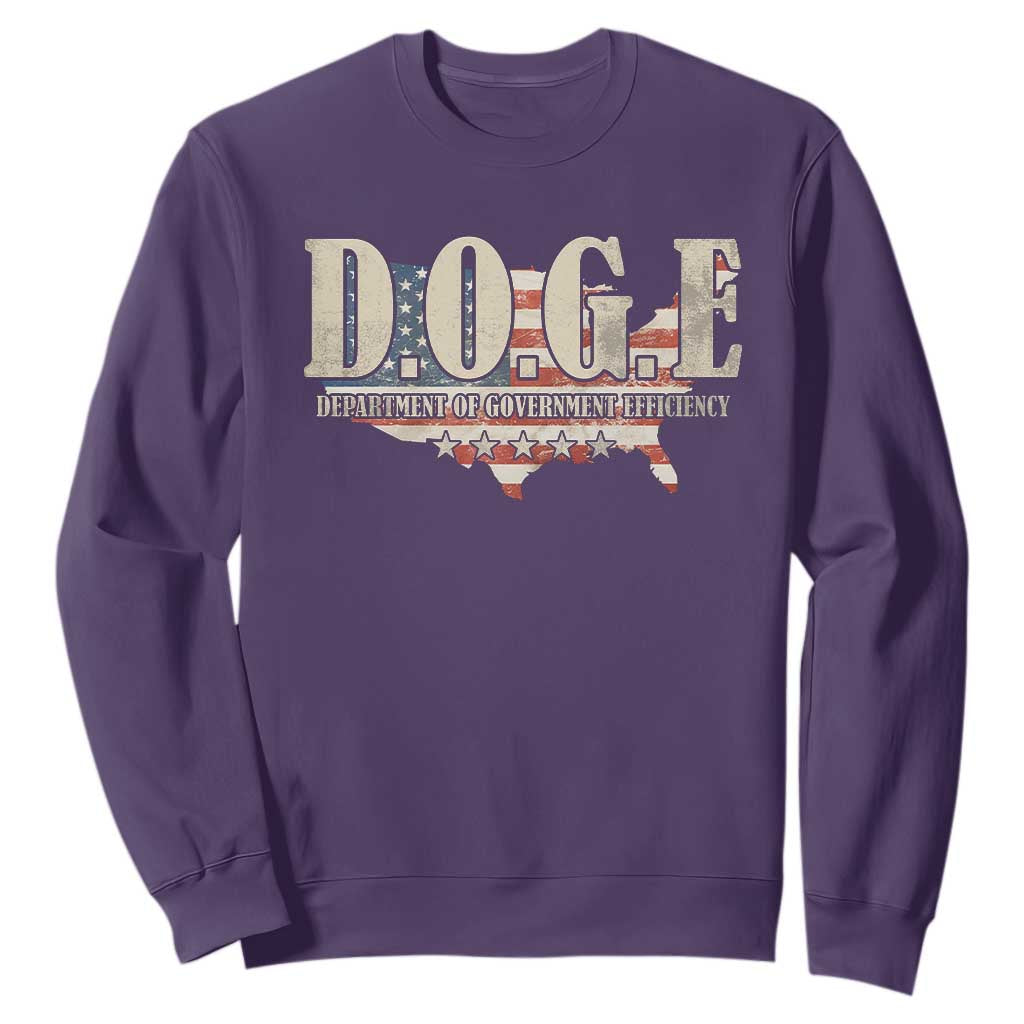 Trump Musk DOGE Sweatshirt Department Of Government Efficiency Vintage American USA Flag TS11 Purple Print Your Wear