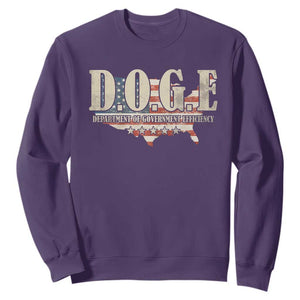 Trump Musk DOGE Sweatshirt Department Of Government Efficiency Vintage American USA Flag TS11 Purple Print Your Wear