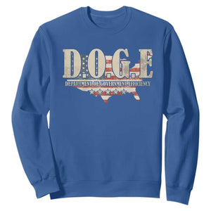 Trump Musk DOGE Sweatshirt Department Of Government Efficiency Vintage American USA Flag TS11 Royal Blue Print Your Wear