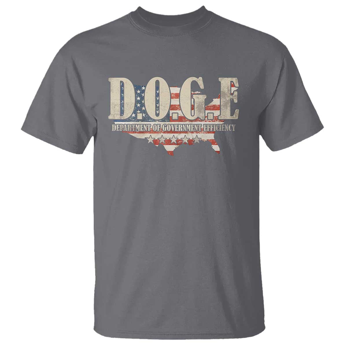 Trump Musk DOGE T Shirt Department Of Government Efficiency Vintage American USA Flag TS11 Charcoal Print Your Wear