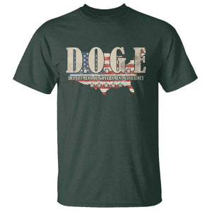 Trump Musk DOGE T Shirt Department Of Government Efficiency Vintage American USA Flag TS11 Dark Forest Green Print Your Wear