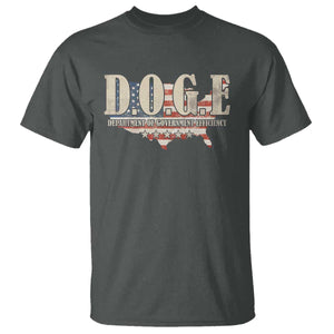 Trump Musk DOGE T Shirt Department Of Government Efficiency Vintage American USA Flag TS11 Dark Heather Print Your Wear