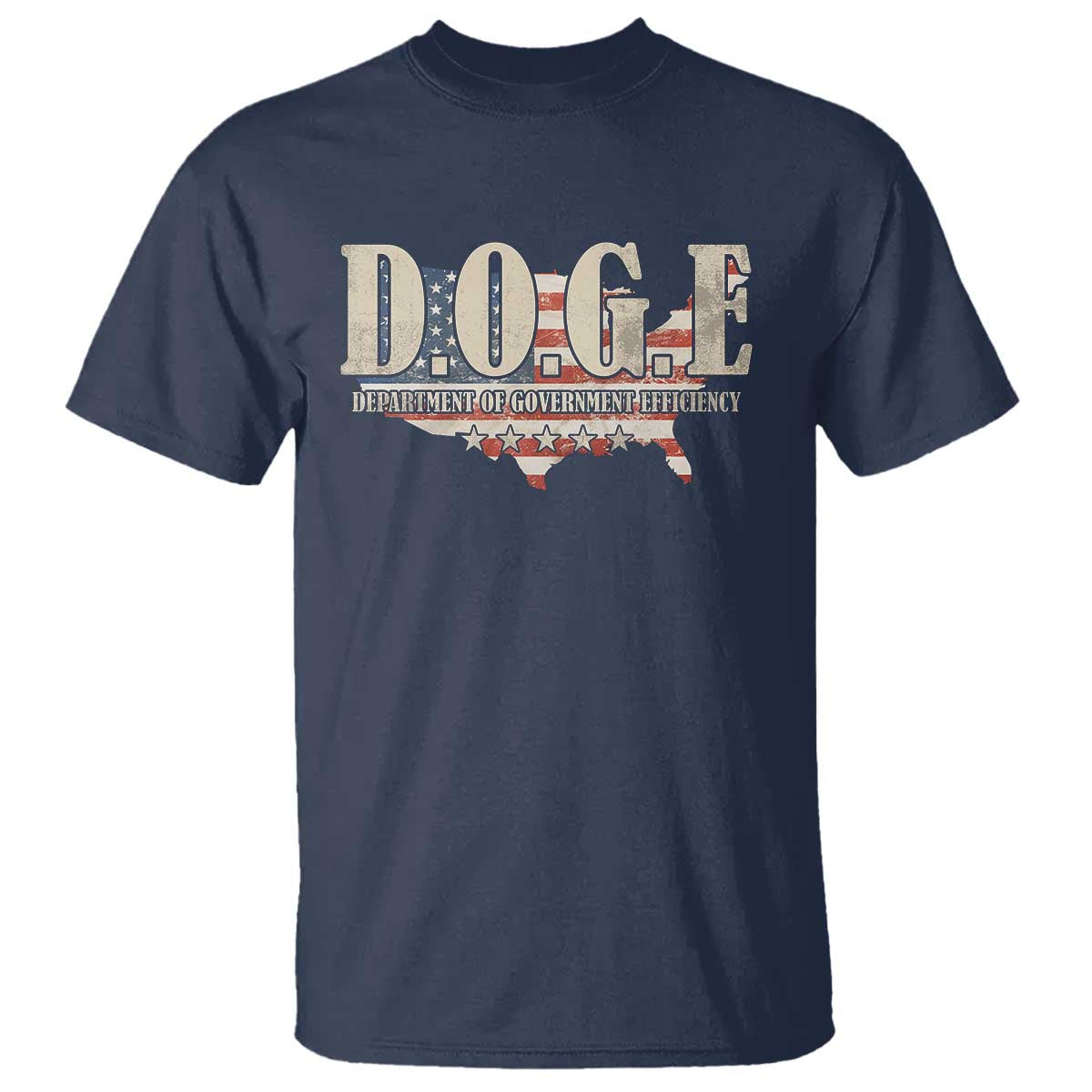 Trump Musk DOGE T Shirt Department Of Government Efficiency Vintage American USA Flag TS11 Navy Print Your Wear