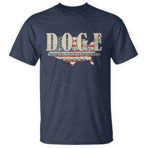 Trump Musk DOGE T Shirt Department Of Government Efficiency Vintage American USA Flag TS11 Navy Print Your Wear