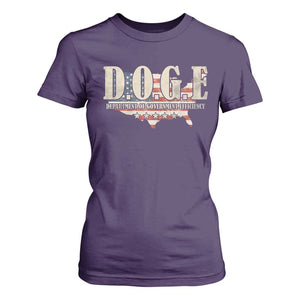 Trump Musk DOGE T Shirt For Women Department Of Government Efficiency Vintage American USA Flag TS11 Purple Print Your Wear