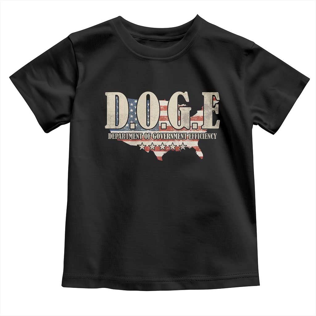 Trump Musk DOGE Toddler T Shirt Department Of Government Efficiency Vintage American USA Flag TS11 Black Print Your Wear
