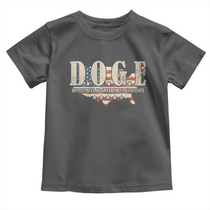 Trump Musk DOGE Toddler T Shirt Department Of Government Efficiency Vintage American USA Flag TS11 Dark Heather Print Your Wear