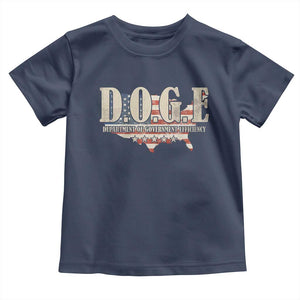 Trump Musk DOGE Toddler T Shirt Department Of Government Efficiency Vintage American USA Flag TS11 Navy Print Your Wear