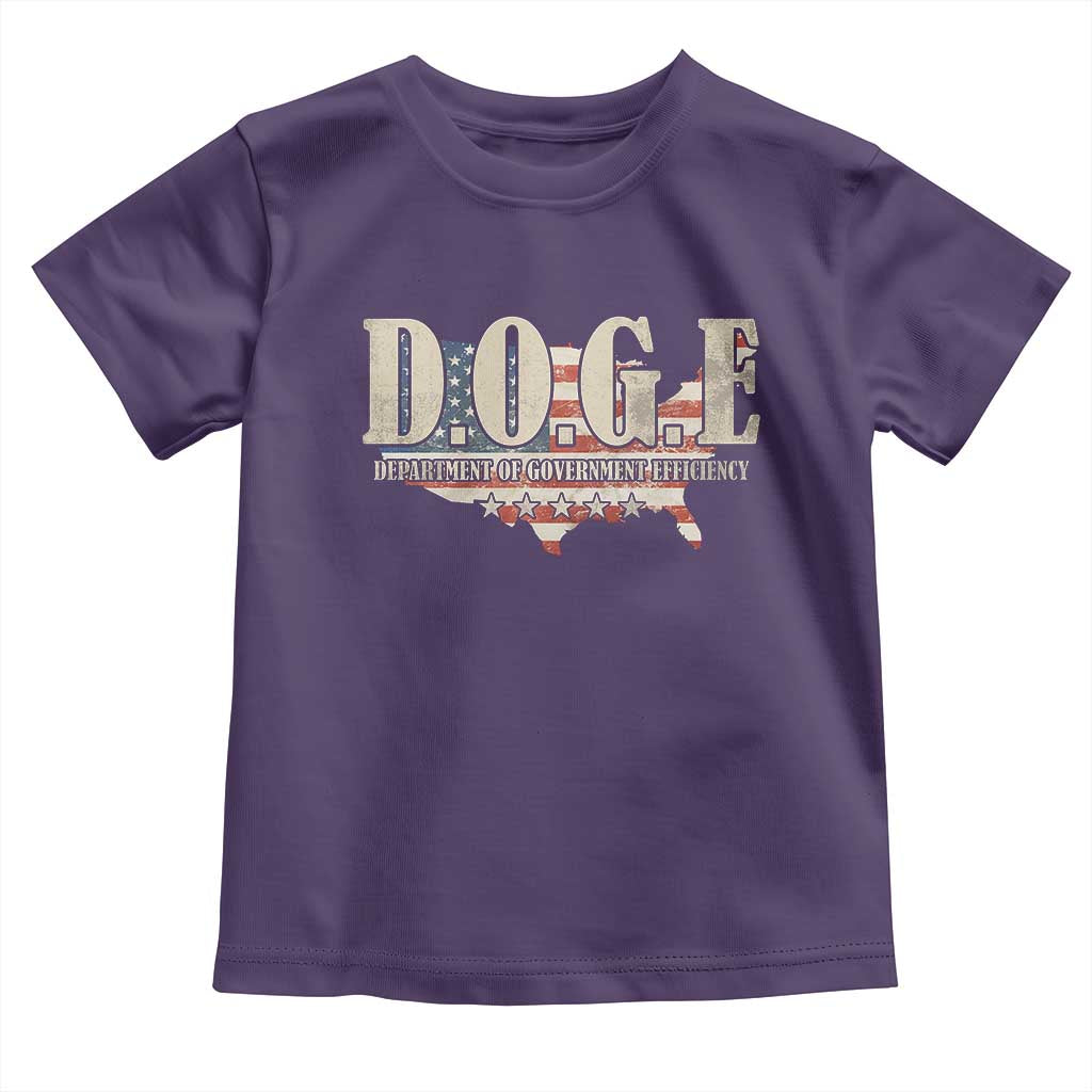 Trump Musk DOGE Toddler T Shirt Department Of Government Efficiency Vintage American USA Flag TS11 Purple Print Your Wear