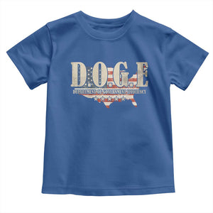 Trump Musk DOGE Toddler T Shirt Department Of Government Efficiency Vintage American USA Flag TS11 Royal Blue Print Your Wear
