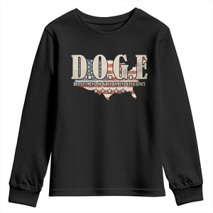 Trump Musk DOGE Youth Sweatshirt Department Of Government Efficiency Vintage American USA Flag TS11 Black Print Your Wear