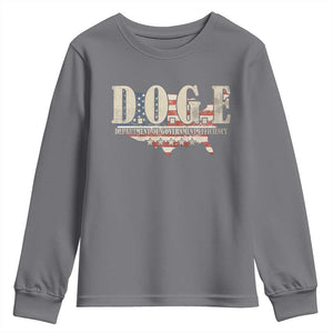 Trump Musk DOGE Youth Sweatshirt Department Of Government Efficiency Vintage American USA Flag TS11 Charcoal Print Your Wear