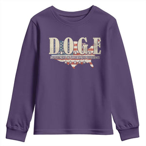 Trump Musk DOGE Youth Sweatshirt Department Of Government Efficiency Vintage American USA Flag TS11 Purple Print Your Wear