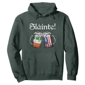 Funny St Patrick's Day Beer Drinking Slainte Hoodie Irish American Beer TS11 Dark Forest Green Print Your Wear
