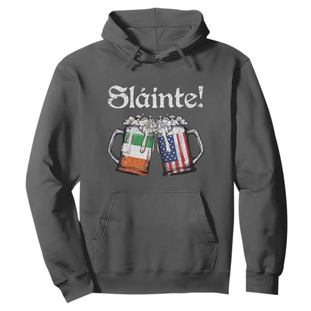 Funny St Patrick's Day Beer Drinking Slainte Hoodie Irish American Beer TS11 Dark Heather Print Your Wear