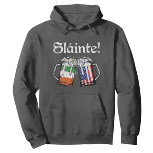 Funny St Patrick's Day Beer Drinking Slainte Hoodie Irish American Beer TS11 Dark Heather Print Your Wear