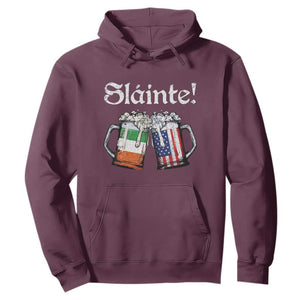 Funny St Patrick's Day Beer Drinking Slainte Hoodie Irish American Beer TS11 Maroon Print Your Wear