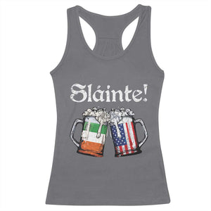 Funny St Patrick's Day Beer Drinking Slainte Racerback Tank Top Irish American Beer TS11 Charcoal Print Your Wear