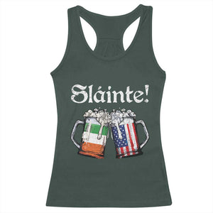 Funny St Patrick's Day Beer Drinking Slainte Racerback Tank Top Irish American Beer TS11 Dark Forest Green Print Your Wear