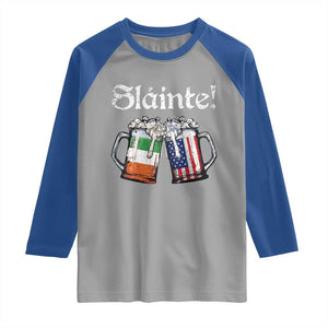 Funny St Patrick's Day Beer Drinking Slainte Raglan Shirt Irish American Beer TS11 Sport Gray Royal Print Your Wear