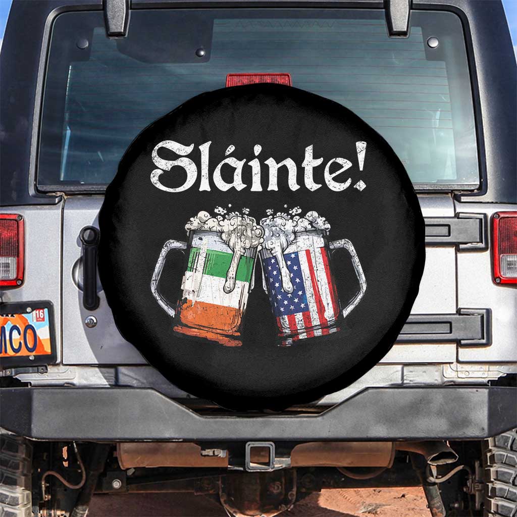 Funny St Patrick's Day Beer Drinking Slainte Spare Tire Cover Irish American Beer TS11 No hole Black Print Your Wear
