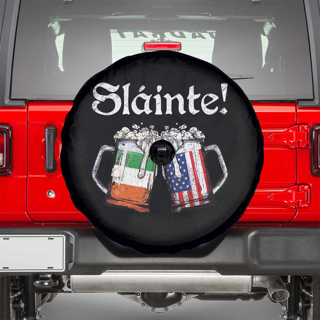 Funny St Patrick's Day Beer Drinking Slainte Spare Tire Cover Irish American Beer TS11 Black Print Your Wear