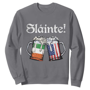 Funny St Patrick's Day Beer Drinking Slainte Sweatshirt Irish American Beer TS11 Charcoal Print Your Wear
