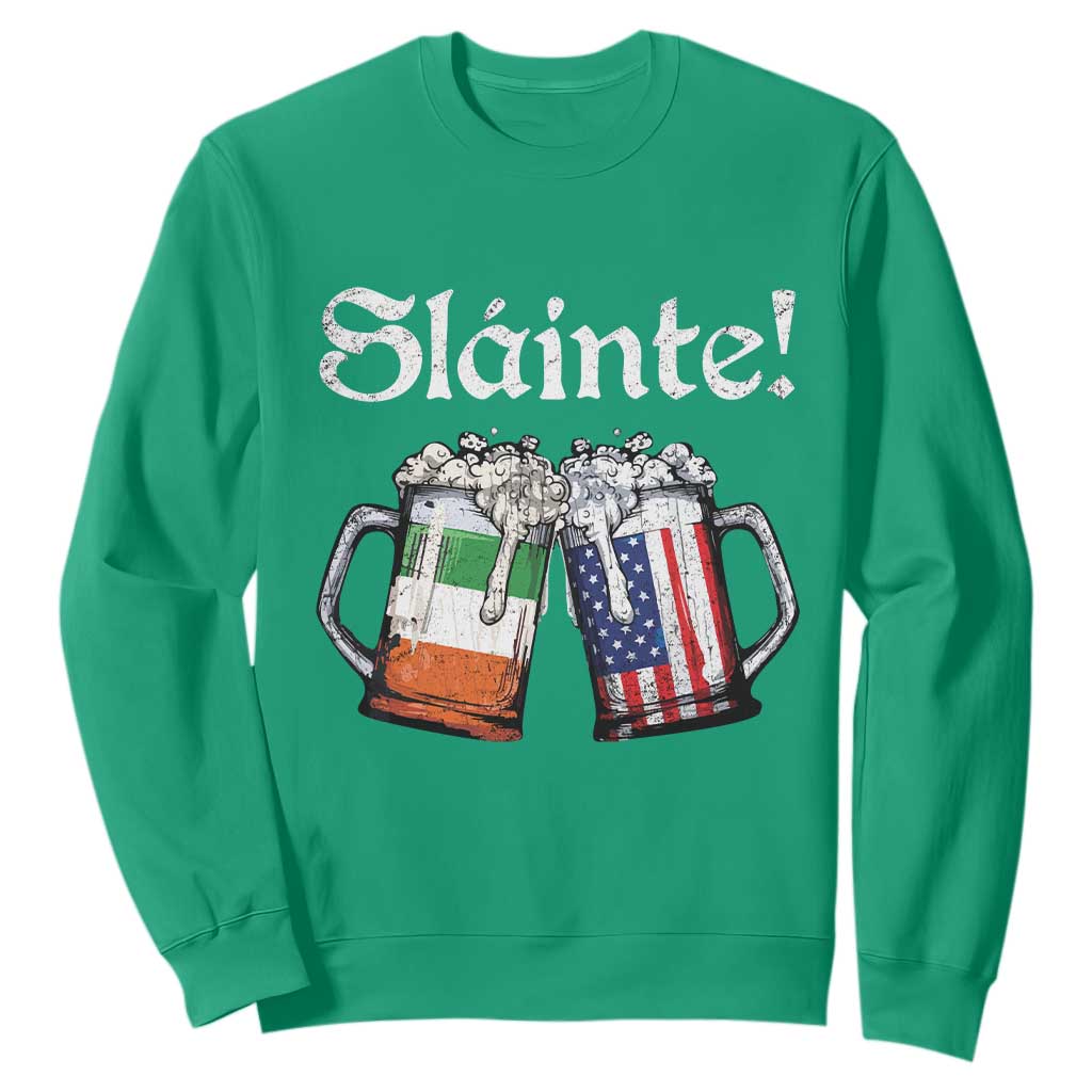 Funny St Patrick's Day Beer Drinking Slainte Sweatshirt Irish American Beer TS11 Irish Green Print Your Wear