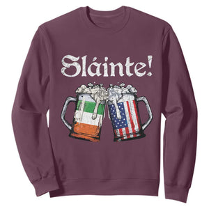 Funny St Patrick's Day Beer Drinking Slainte Sweatshirt Irish American Beer TS11 Maroon Print Your Wear