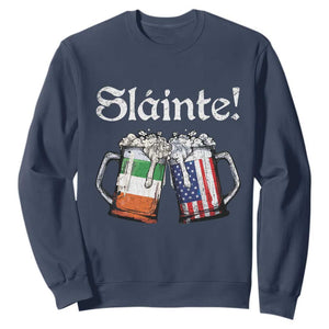 Funny St Patrick's Day Beer Drinking Slainte Sweatshirt Irish American Beer TS11 Navy Print Your Wear