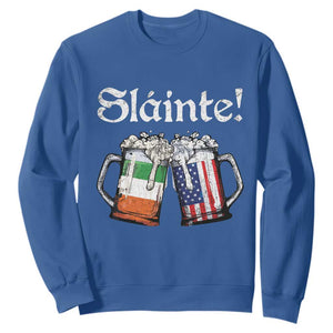Funny St Patrick's Day Beer Drinking Slainte Sweatshirt Irish American Beer TS11 Royal Blue Print Your Wear