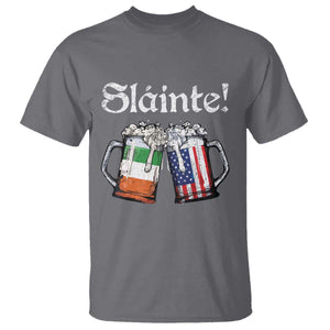 Funny St Patrick's Day Beer Drinking Slainte T Shirt Irish American Beer TS11 Charcoal Print Your Wear