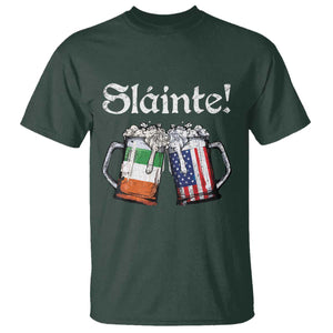 Funny St Patrick's Day Beer Drinking Slainte T Shirt Irish American Beer TS11 Dark Forest Green Print Your Wear