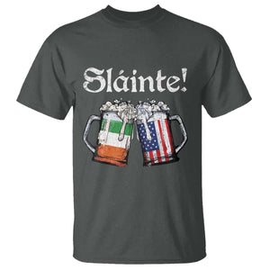Funny St Patrick's Day Beer Drinking Slainte T Shirt Irish American Beer TS11 Dark Heather Print Your Wear
